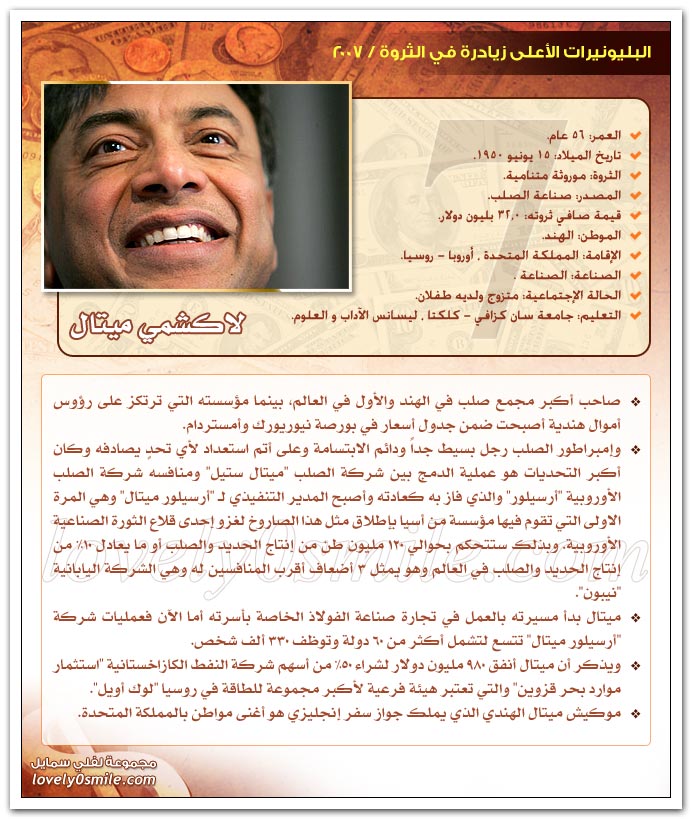 البليونيرات الأعلى زيادرة في الثروة 2007