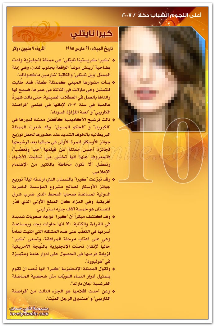 أعلى النجوم الشباب دخلاً 2007 ج1