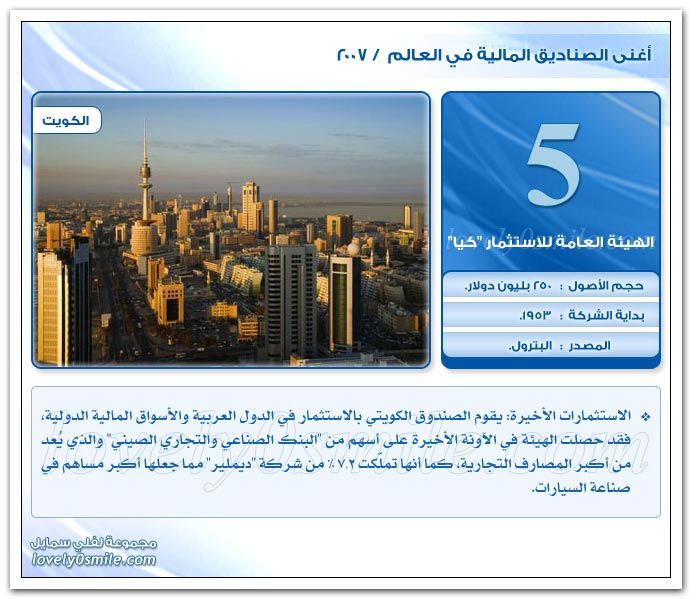 أغنى الصناديق المالية في العالم 2007