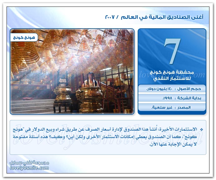أغنى الصناديق المالية في العالم 2007