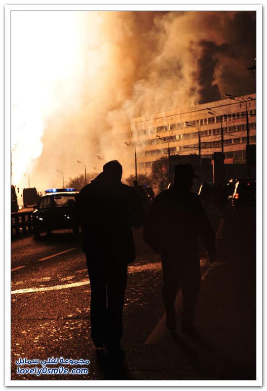 صور انفجار أحد أنابيب الغاز فى موسكو