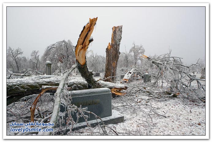صور لعاصفة ثلجية في ولاية أركنسو