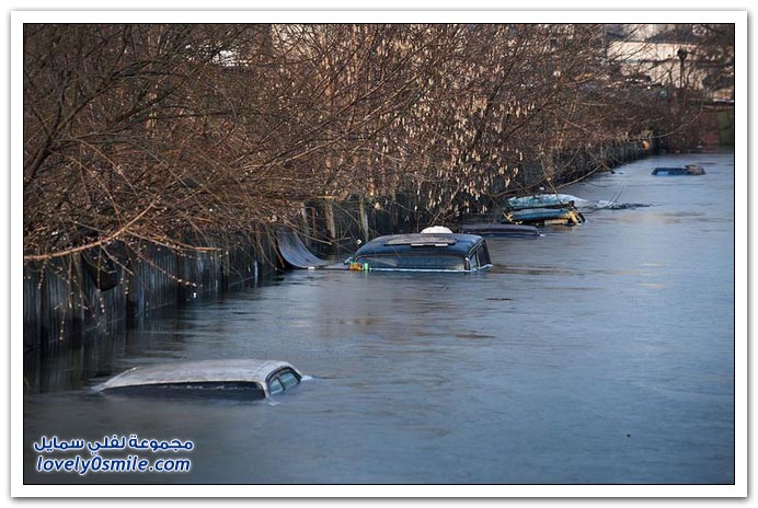 صور السيارات الغارقة في أحد الفيضانات الروسية