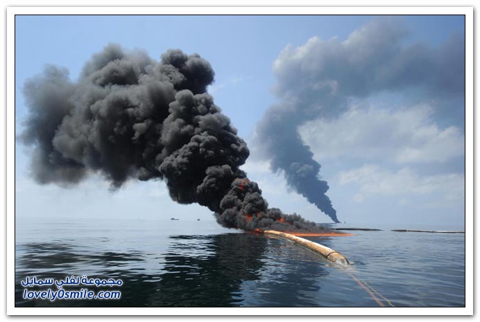 صور كارثة انفجار محطة تنقيب النفط تصل لخليج المكسيك