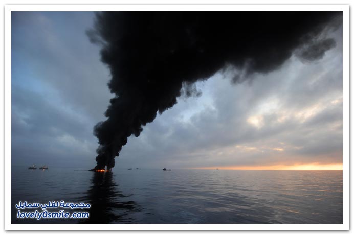 صور كارثة انفجار محطة تنقيب النفط تصل لخليج المكسيك