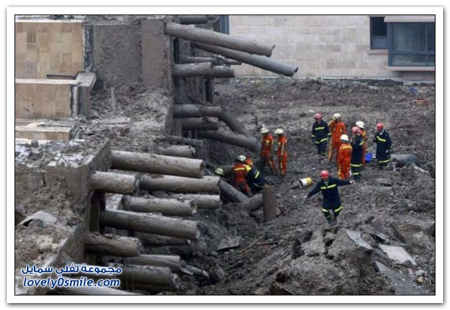 انهيار مبنى من 13 طابق في شنجهاي