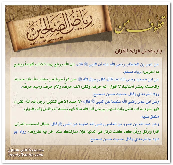 فضل قراءة القرآن + الحث على سور وآيات مخصوصة