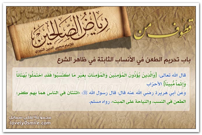 النهي عن إظهار الشماتة والغش والخداع + تحريم الطعن في الأنساب