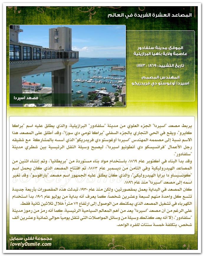 المصاعد العشرة الفريدة في العالم