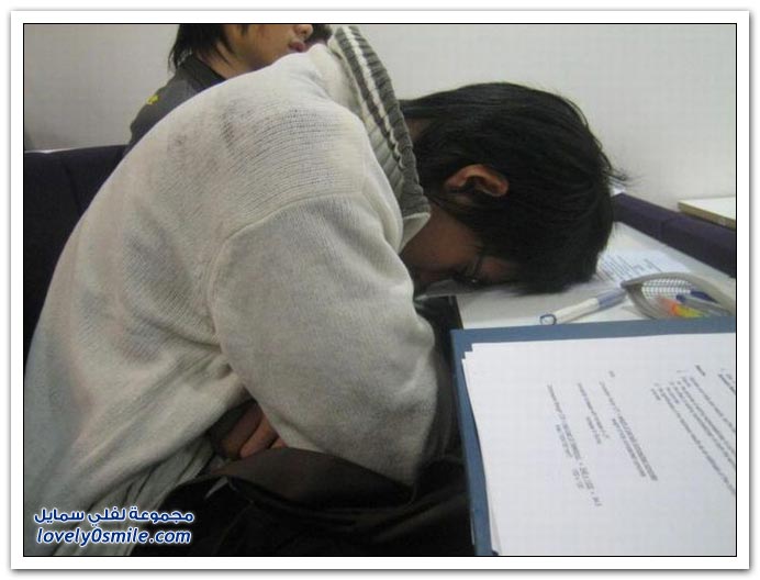 صور النوم أثناء العمل أو الدراسة