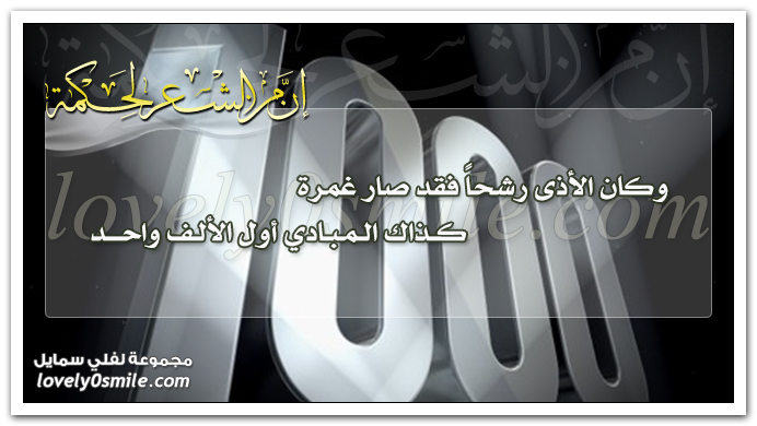 وكان الأذى رشحاً فقد صار غمرة كذاك المبادي أول الألف واحد