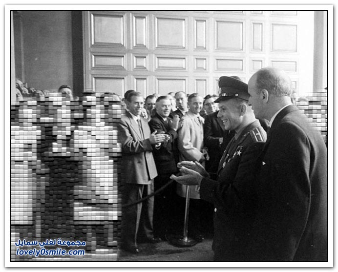 صور تكريم أول رائد فضاء سوفيتي عام 1961
