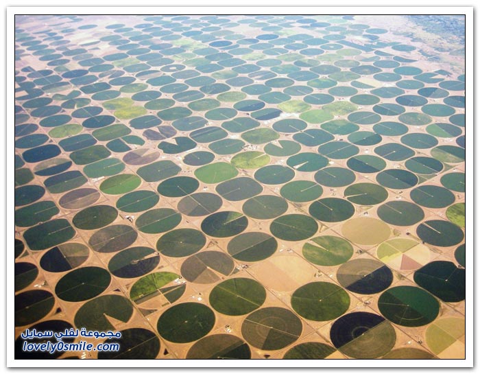 صور للأراضي الزراعية ذات الأشكال الدائرية