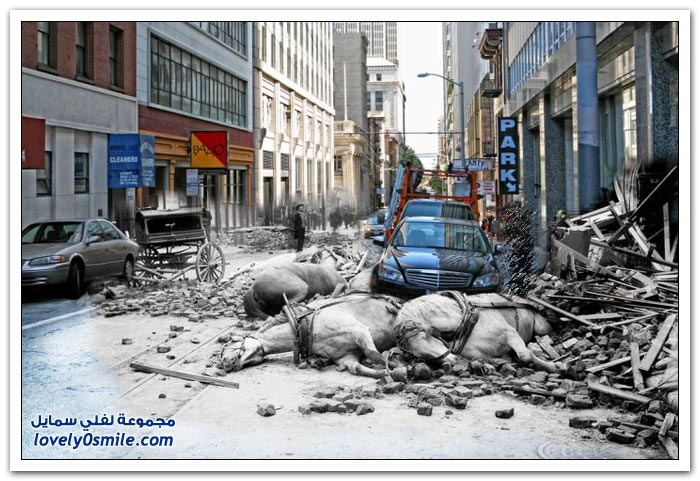 دمج صور الحاضر بالماضي بعد زلزال سان فرانسيسكو الذي وقع في عام 1906
