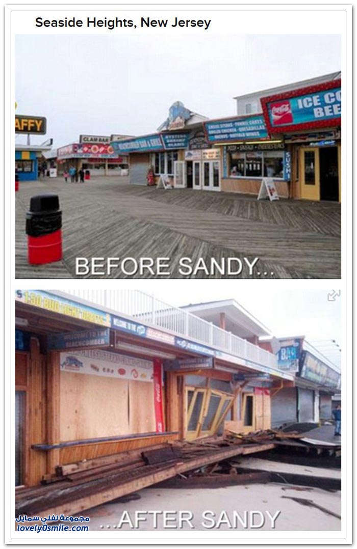 صور قبل وبعد إعصار ساندي