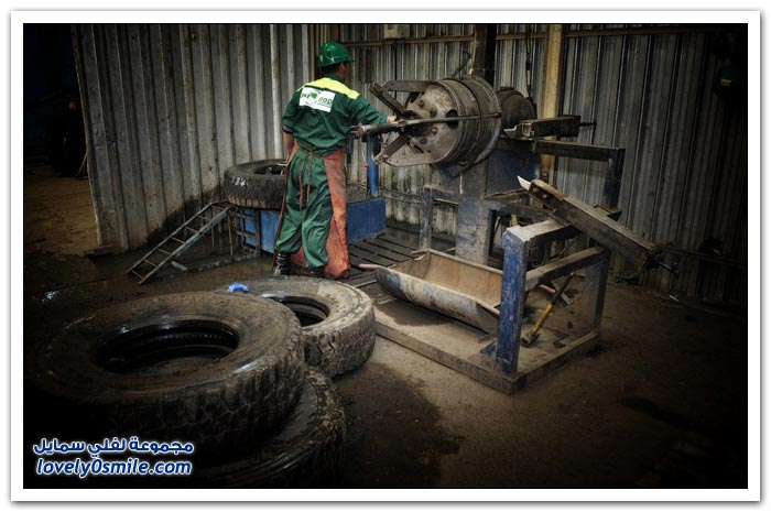 محطة للتخلص من الإطارات وإعادة استخدامها