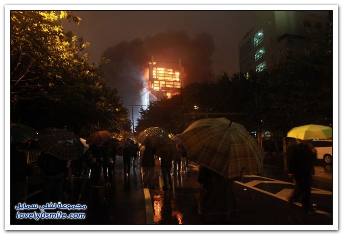 حريق يلتهم أحد البنايات في الصين