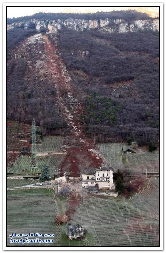 سقوط صخرة ضخمة على مزرعة في جنوب تيرول بإيطاليا