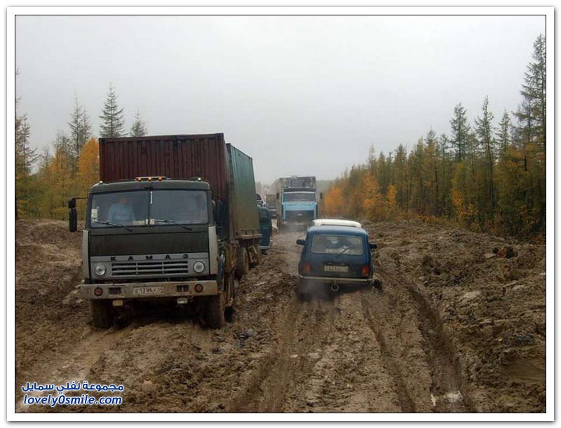 من أخطر الطرق في العالم الطريق السريع لينا في روسيا