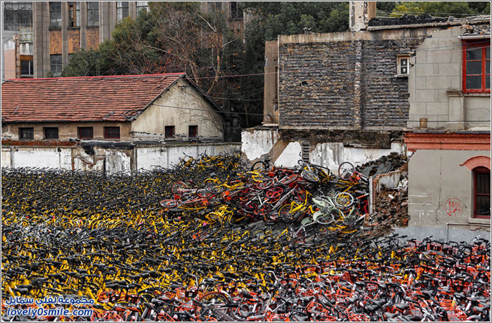 أكوام ضخمة من الدراجات الهوائية المهجورة في الصين
