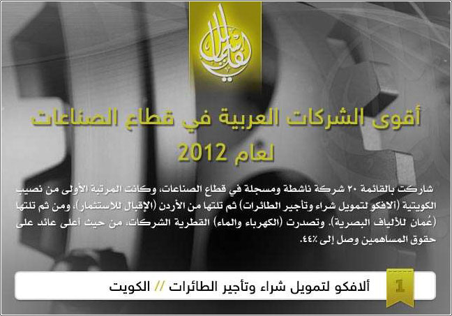 أقوى الشركات العربية في قطاع الصناعات لعام 2012