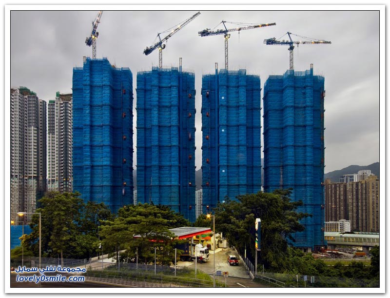 مباني هونج كونج أثناء البناء