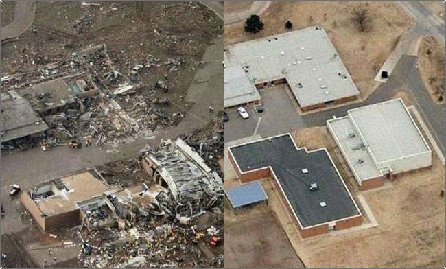 مدينة مور في أمريكا قبل وبعد الإعصار
